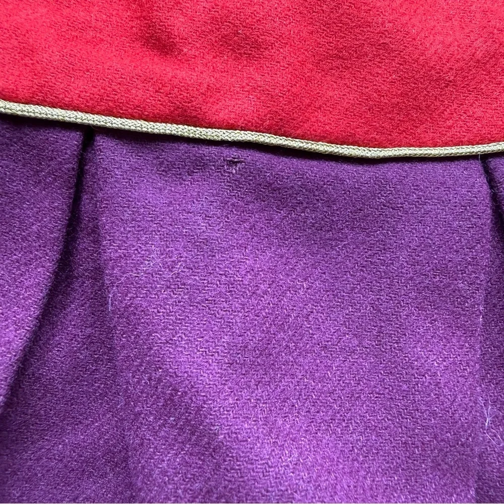 Janie and Jack Dress Girls Size 10 Red Purple Colorblock Mock Neck Pockets Wool